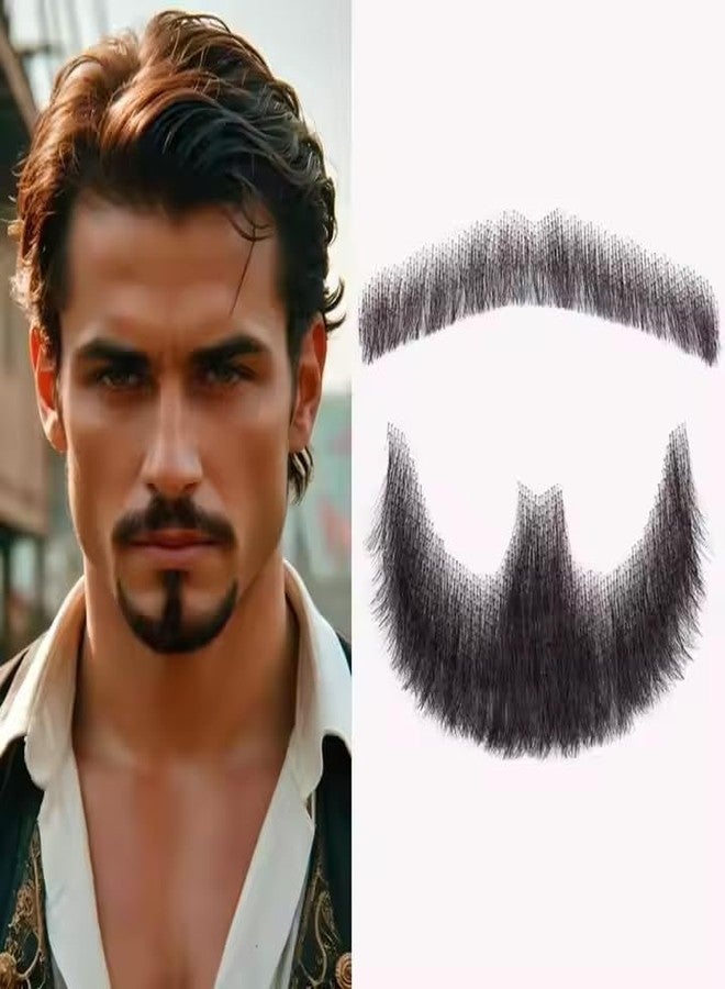 Ritzkart Fake Beard for Men - 100% Human Hair Natural Look Real Hair Beard & Moustache Kit for Adults Reusable Beard for Acting Costume Drama Cosplay & Makeup Use (OriginalmenbeardblkHH) - Image 1