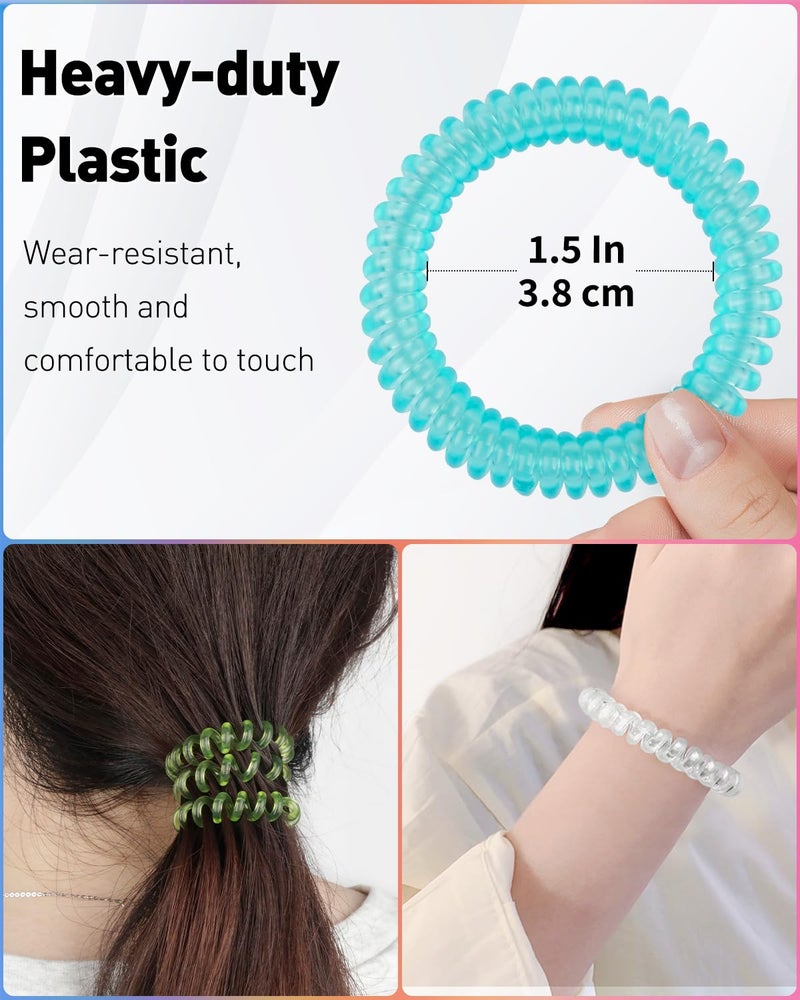 Uniclife 10 Pcs Wrist Spring Spiral Coil Keychains & 10 Pcs Key Tag Labels Plastic Colorful Stretchable Key Holder Wrist Bracelet Keychain with Label Hair Tie for ID Badge Sauna Gym Pool and Sport - Image 4