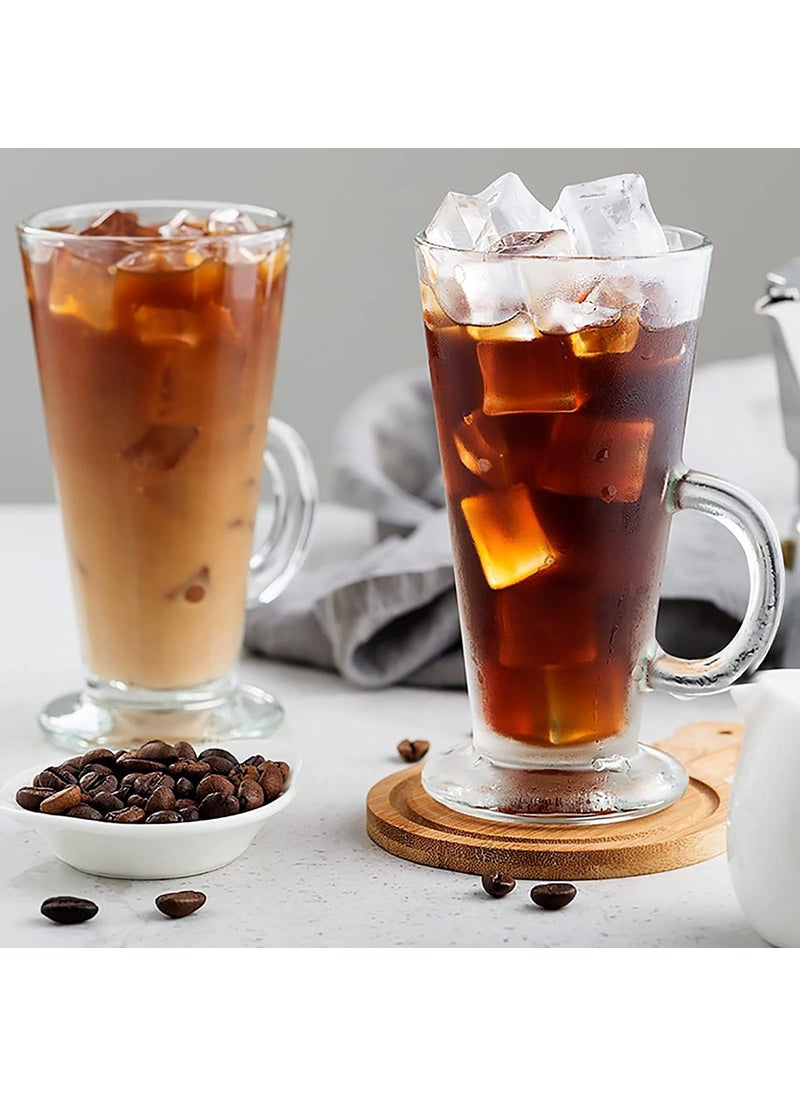 KHOLAD KHOLAD Irish Coffee Mugs with Handle Large Size Plain Glasses Set of 2 Tall Funnel Clear Glasses for Iced Cold Coffee Latte Cappuccino Hot Chocolate2 Chocolate Mug  - Image 1
