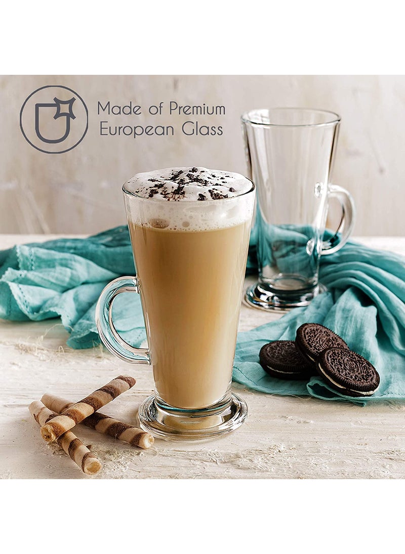 KHOLAD KHOLAD Irish Coffee Mugs with Handle Large Size Plain Glasses Set of 2 Tall Funnel Clear Glasses for Iced Cold Coffee Latte Cappuccino Hot Chocolate2 Chocolate Mug  - Image 2