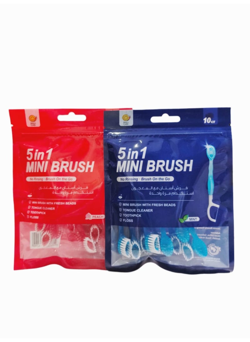 سنايل فرشاة ومعجون مع خيط تنظيف الاسنان 10 قطع | 2*1 بنكهة النعناع - الخوخ