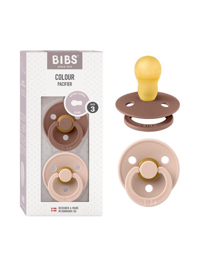 بيبس لهاية أطفال ملونة 2 عبوة | صنع في الدنمارك | لهاية دمية خالية من مادة BPA، بحلمة مستديرة. مطاط طبيعي، مقاس 3 (+18 شهرًا)، شوكة الخشب/أحمر الخدود - Image 1