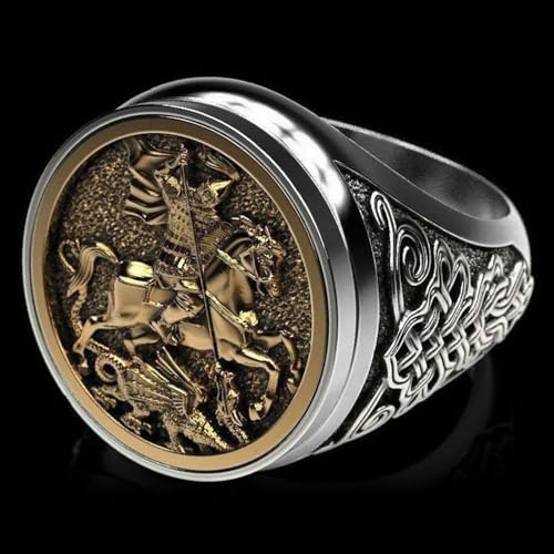 Koguxuix Vintage Silver Dragon Knights Warriors Ring - Stainless Steel Religious Amulet - Size 6-13 for Men Women (10) - Image 4