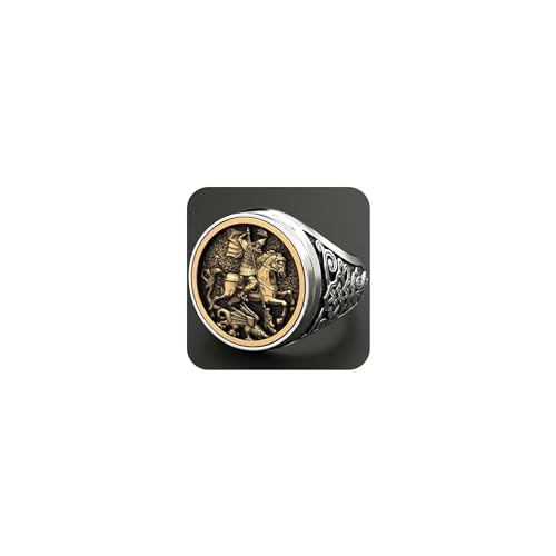 Koguxuix Vintage Silver Dragon Knights Warriors Ring - Stainless Steel Religious Amulet - Size 6-13 for Men Women (10) - Image 1