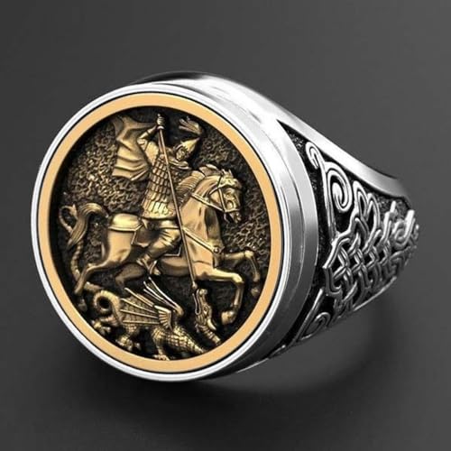 Koguxuix Vintage Silver Dragon Knights Warriors Ring - Stainless Steel Religious Amulet - Size 6-13 for Men Women (10) - Image 3
