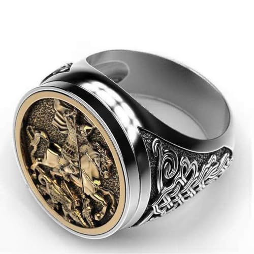 Koguxuix Vintage Silver Dragon Knights Warriors Ring - Stainless Steel Religious Amulet - Size 6-13 for Men Women (10) - Image 5