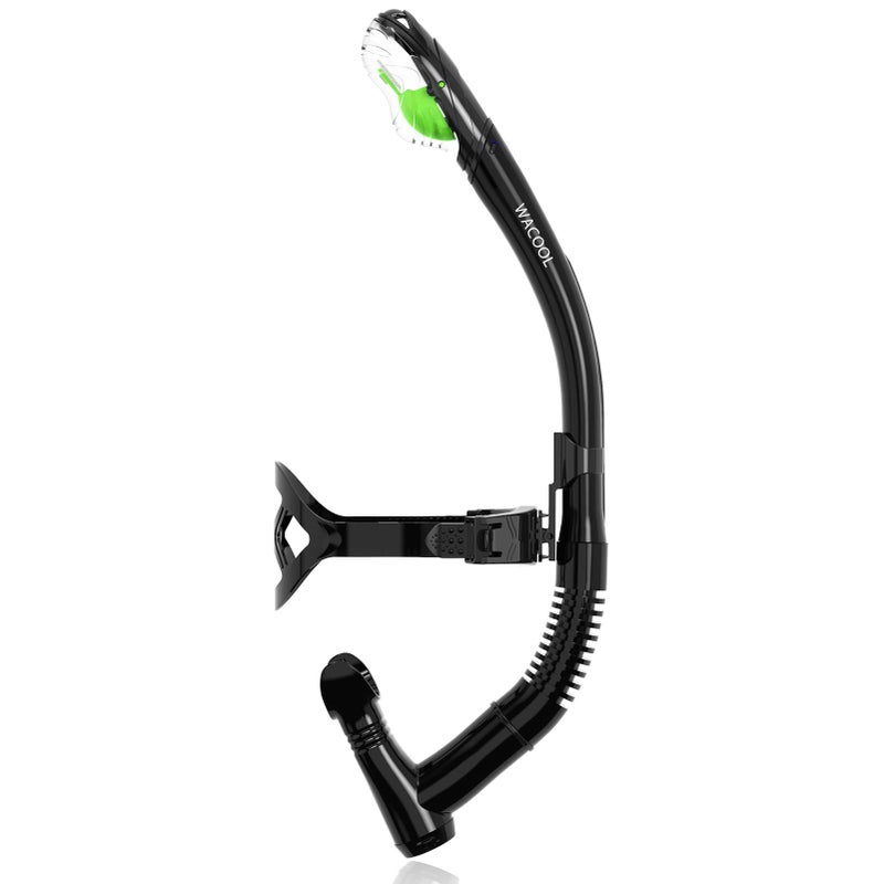 WACOOL Training Headstrap Support Dry Top Snorkel Tube Comfortable Mouthpiece One-Way Purge Valve for Pool Open Water Scuba Lap Swimming Swimmer Diving Snorkeling (Black) - Image 1