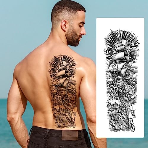 MAYCREATE® 6 sheets Temporary Tattoos for Arm, Legs, Large Sleeve Tattoos Temporary Tattoo Stickers for Men Women, Theme Temporary Tattoo for Party, Club, Perform, Special Makeup - Image 4