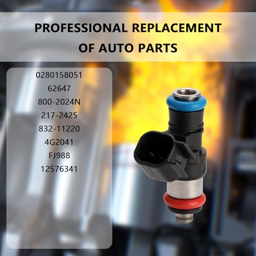 NECATUO Set of 8 Fuel Injectors Compatible with Chevrolet Camaro Corvette Cadillac CTS 62L 70L V8 Replaces 0280158051 FJ988 12576341 - Image 3