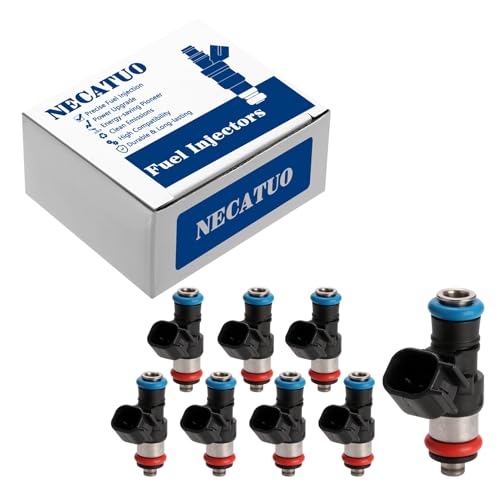 NECATUO Set of 8 Fuel Injectors Compatible with Chevrolet Camaro Corvette Cadillac CTS 62L 70L V8 Replaces 0280158051 FJ988 12576341 - Image 1