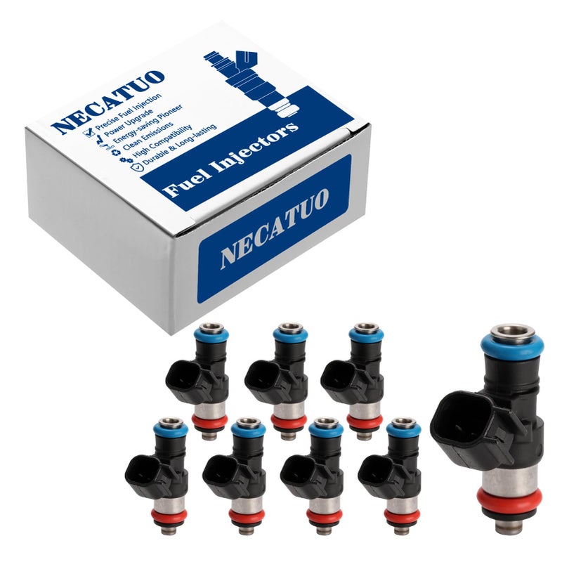 NECATUO Set of 8 Fuel Injectors Compatible with Chevrolet Camaro Corvette Cadillac CTS 62L 70L V8 Replaces 0280158051 FJ988 12576341 - Image 2