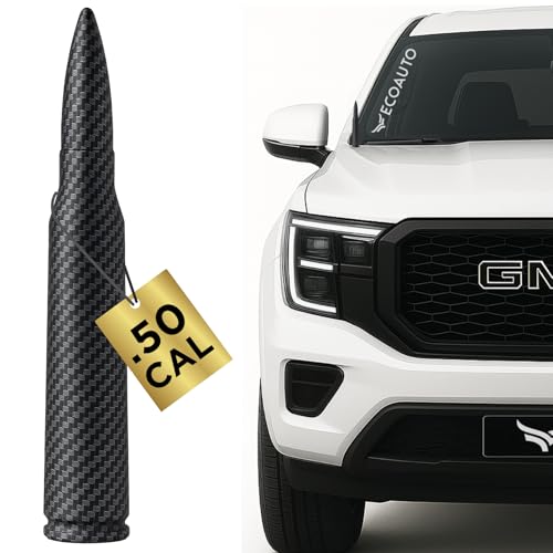 EcoAuto 50 Cal Badass Bullet Antenna® Fits Chevy Silverado & GMC Sierra Truck Accessories — Short Replacement Antenna for Trucks — Chevy Silverado 1500 Accessories — Ditch The Whip & Upgrade Your Truck - Image 1