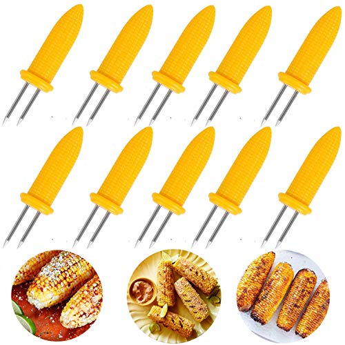 Gircss 10PCS Corn Holders - Corn on The Cob Skewers,Stainless Steel Corn Fork Prong Skewers Kitchen Tool for BBQ Twin Prong Sweetcorn Holders Home Cooking Fork - Image 1