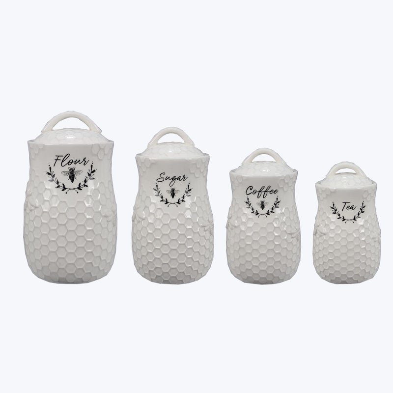 Young's Inc Ceramic Honey Bee Canisters, 4 pc/set - Image 1