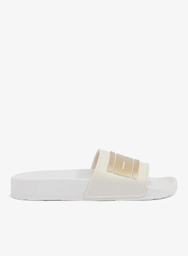 Slide London Women'S Anti Slip Sole Single Strap Sandals - White
