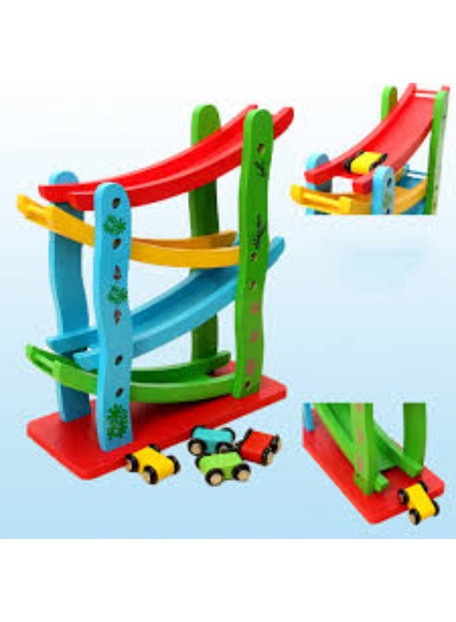 HASSM Wooden ramp racing game, race track car games with 4 little racers, games for boys and girls - Image 5