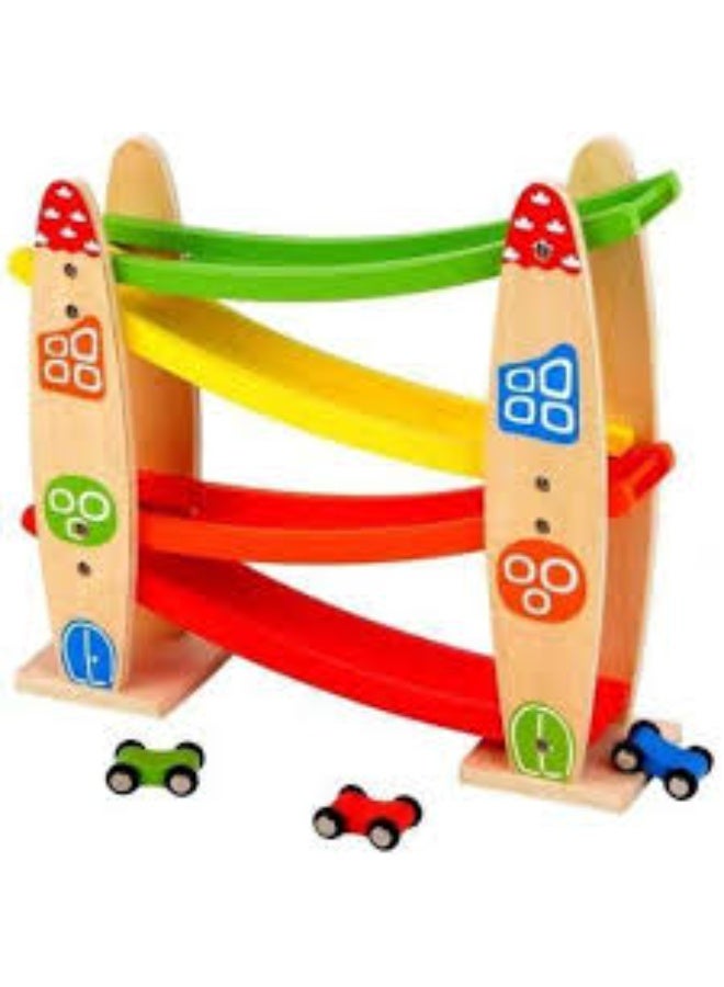 HASSM Wooden ramp racing game, race track car games with 4 little racers, games for boys and girls - Image 2