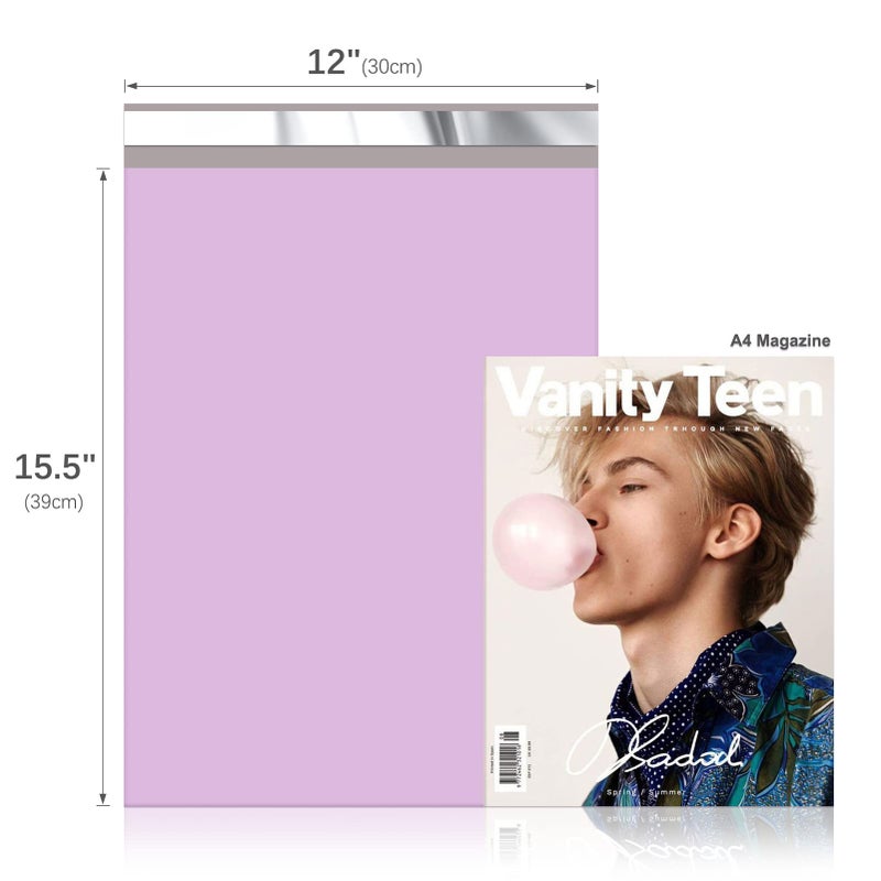 Fuxury Poly Mailers 12x15.5Inch 100 Pcs, Waterproof Shipping Bags for Clothing, Strong Adhesive Shipping Envelopes for Small Business Suppliers, Self Seal Mailers Poly Bags Mailing Envelopes Purple - Image 2