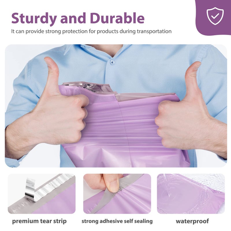 Fuxury Poly Mailers 12x15.5Inch 100 Pcs, Waterproof Shipping Bags for Clothing, Strong Adhesive Shipping Envelopes for Small Business Suppliers, Self Seal Mailers Poly Bags Mailing Envelopes Purple - Image 4