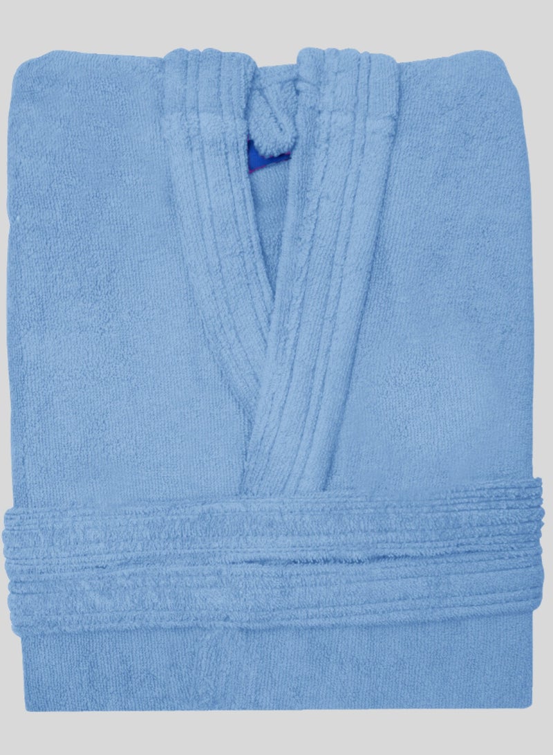 Banotex Luxurious Egyptian cotton bathrobe in sky blue, suitable for men and women, comes with a cape, slippers, and a waist belt. - Image 5