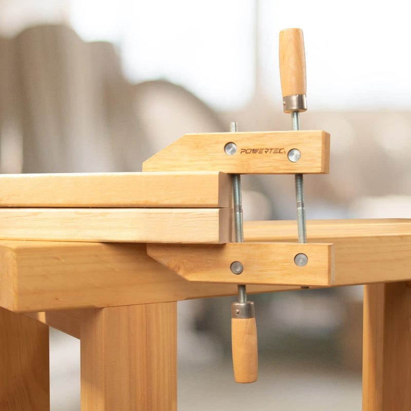 POWERTEC 71524 Wooden Handscrew Clamp â€“ 10 Inch | Hand Screw Clamps for Woodworking, 2PK - Image 2