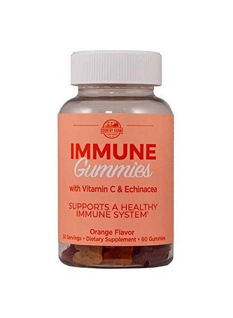 Immune Gummies With Vitamin C & Echinacea Supports Healthy Immune System Rich In Antioxidants Delicious Orange Flavor 60 Count 30 Servings