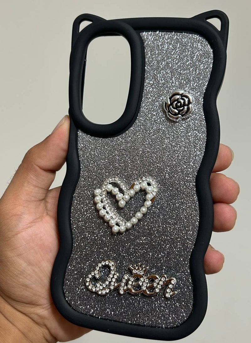 Heart-shaped back cover with the word Queen on it, compatible with Samsung A16 - Image 2