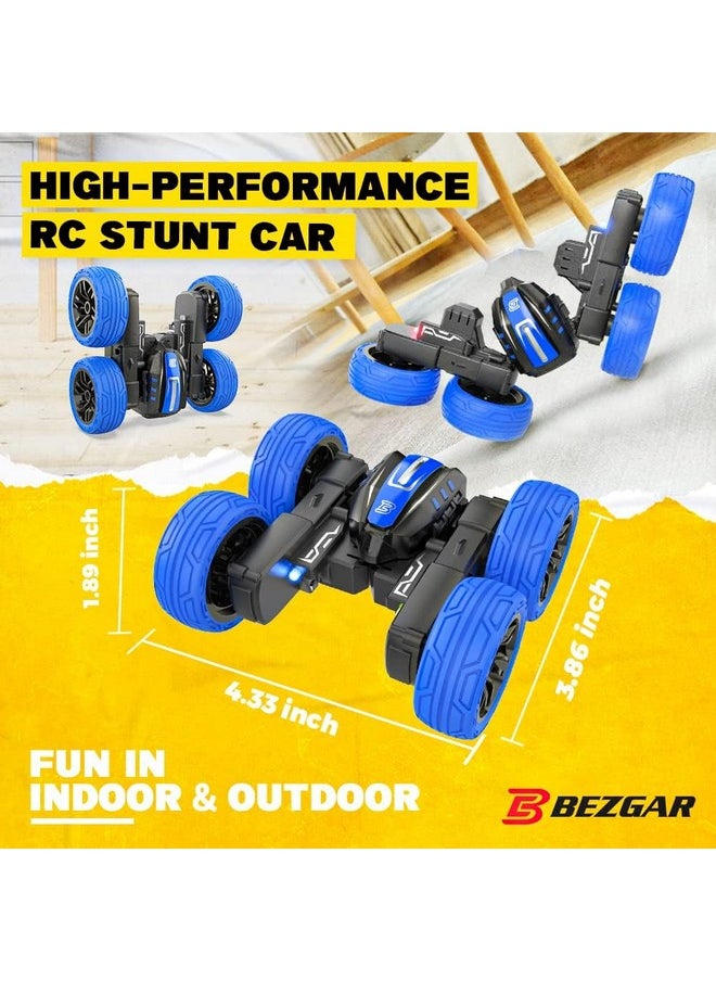 BEZGAR - Remote Control Car - Double Sided Mini Rc Stunt Car, 360 Flips Rotating Rc Cars With Led Lights, 2.4Ghz Indoor/Outdoor All Terrain Rechargeable Electric Toy Cars - Image 1