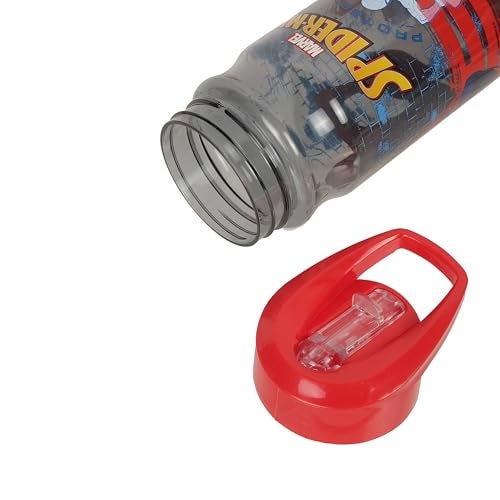 Marvel Avengers Spider-Man Kids Water Bottle with Straw 500ml | BPA-Free Red & Grey Plastic Water Bottle for Kids | Spider man Water bottle for school kids | AZ2022-02 - Image 5