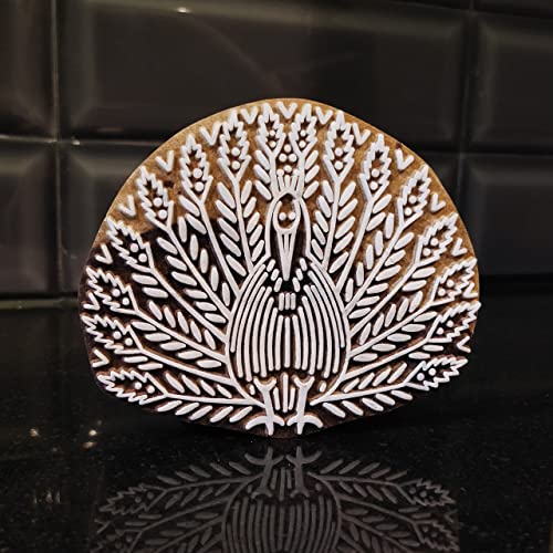 ecofynd Animal Wood Block Stamps (Pack of 1), Wooden Blocks for Block Printing Stamp Set, Artistic Shapes Craft Kids Saree Border DIY Henna Fabric Textile Paper Clay Pottery Hand-Carved (BLOCK008) - Image 1