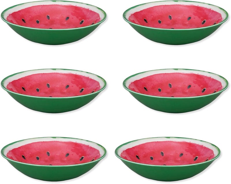UPware Watermelon Melamine Bowl Set Round Bowls for Pasta Rice Soup and Salad BPAFree Dishwasher Safe ShatterProof Red 8 Inch Set of 6 - Image 1