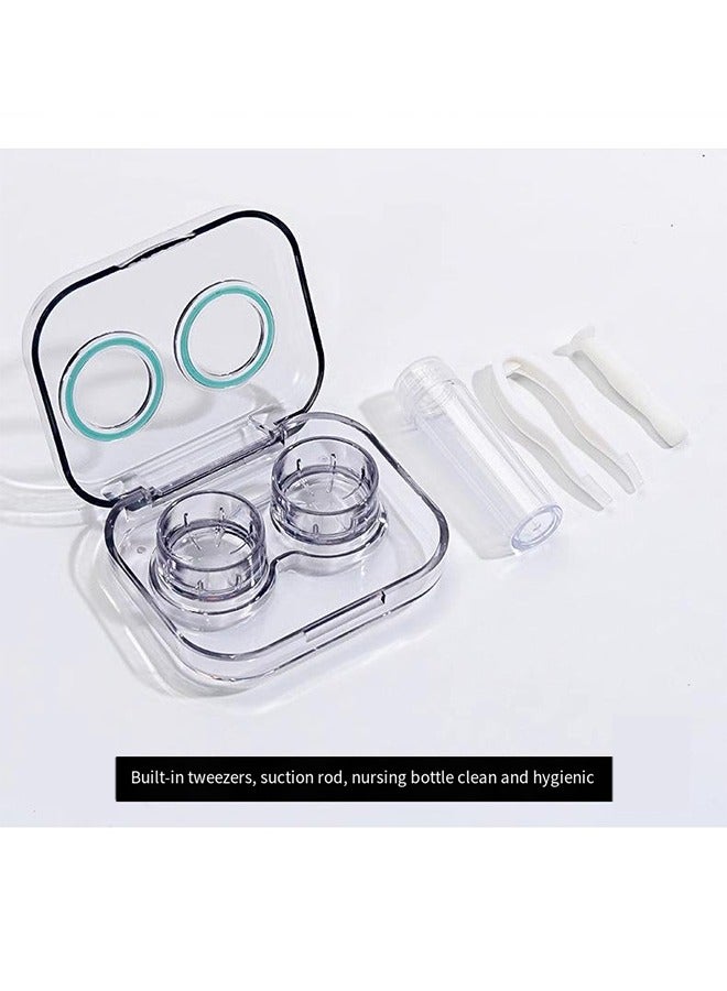 Generic 4PCS Contact Lens Care Case, Beauty Contact Lens Case, Contact Lens Storage and Soaking Case, Contact Lens Case with Tweezers, Wearing Rod, Bottle (Purple Pink Green Blue)  - Image 3