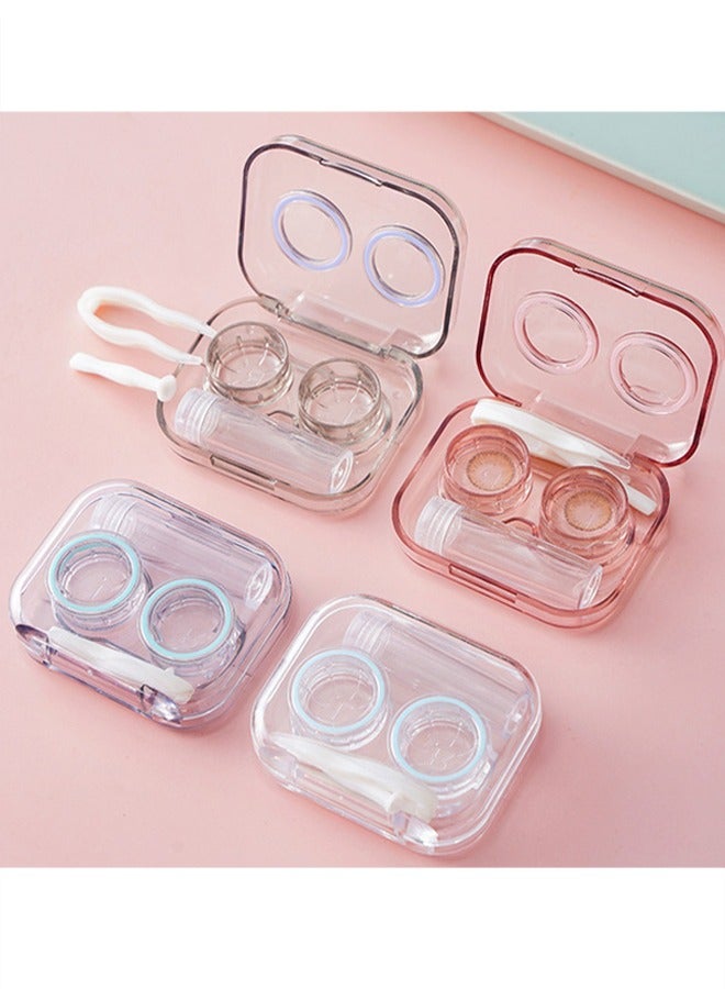 Generic 4PCS Contact Lens Care Case, Beauty Contact Lens Case, Contact Lens Storage and Soaking Case, Contact Lens Case with Tweezers, Wearing Rod, Bottle (Purple Pink Green Blue)  - Image 1