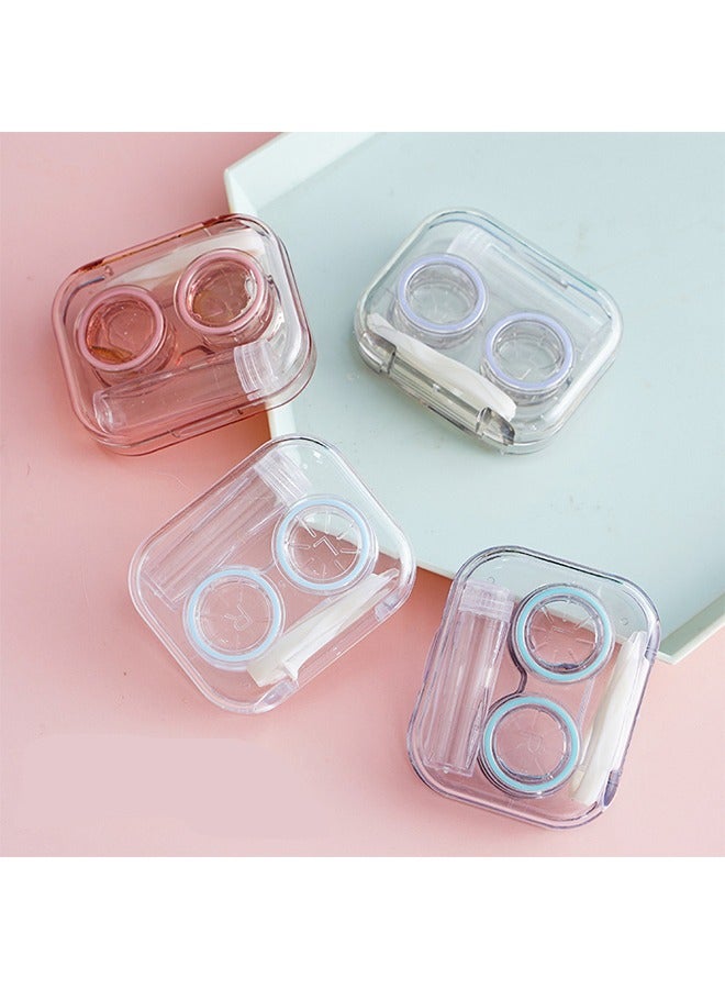 Generic 4PCS Contact Lens Care Case, Beauty Contact Lens Case, Contact Lens Storage and Soaking Case, Contact Lens Case with Tweezers, Wearing Rod, Bottle (Purple Pink Green Blue)  - Image 2