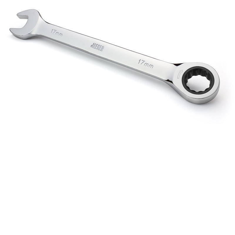 Jaeger 17 mm TIGHTSPOT Ratchet Wrench with Precision Movement and Hardened Polished Steel for Projects with Metric Tight Spaces