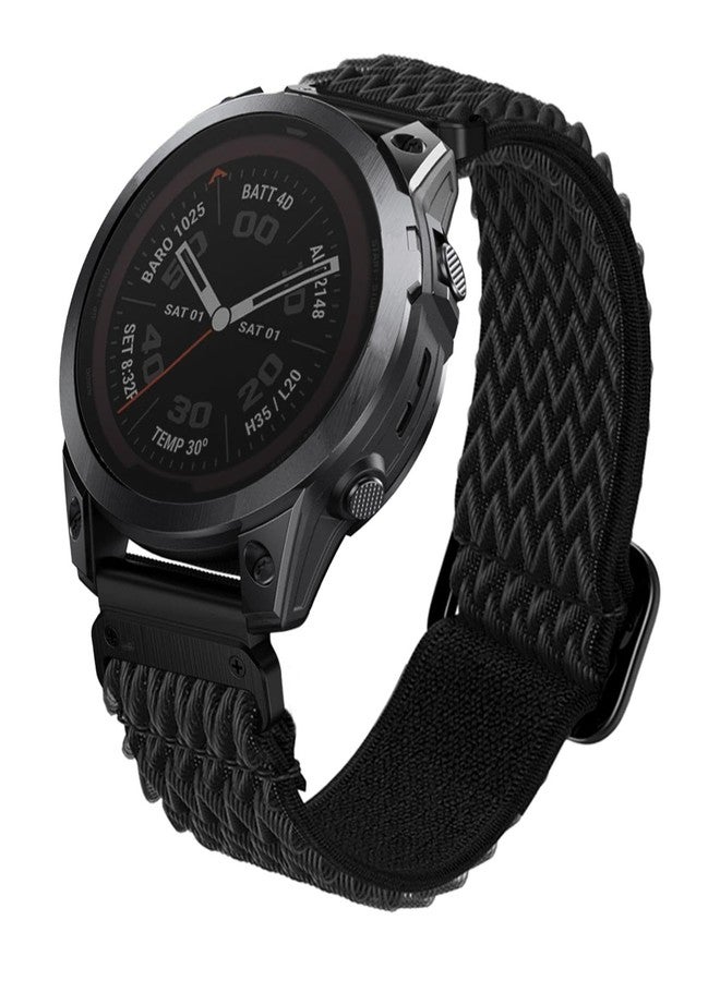 Abanen Upgraded Quick Fit 22mm Elastic Band for Garmin Fenix 7 / Fenix 6 / Fenix 5, Soft Stretchy Loop Nylon Wristband Strap for Garmin epix Pro 47mm,Forerunner 965/955 (Black) - Image 1