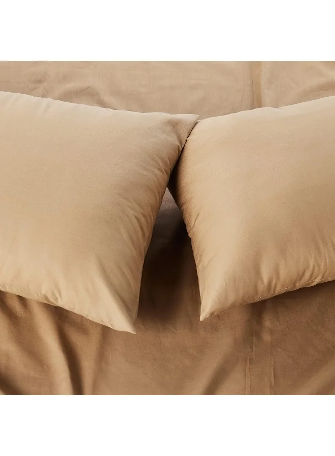 Hotel Linen Klub Hotel Linen Klub Queen Flat Sheet 3-Piece Set - 180 Thread Count 100% Cotton Percale, Flat Sheet (240 x 260 cm) and 2-Piece Pillowcases (50 x 75 cm), Ultra-Soft and Durable Bedding, Bronze