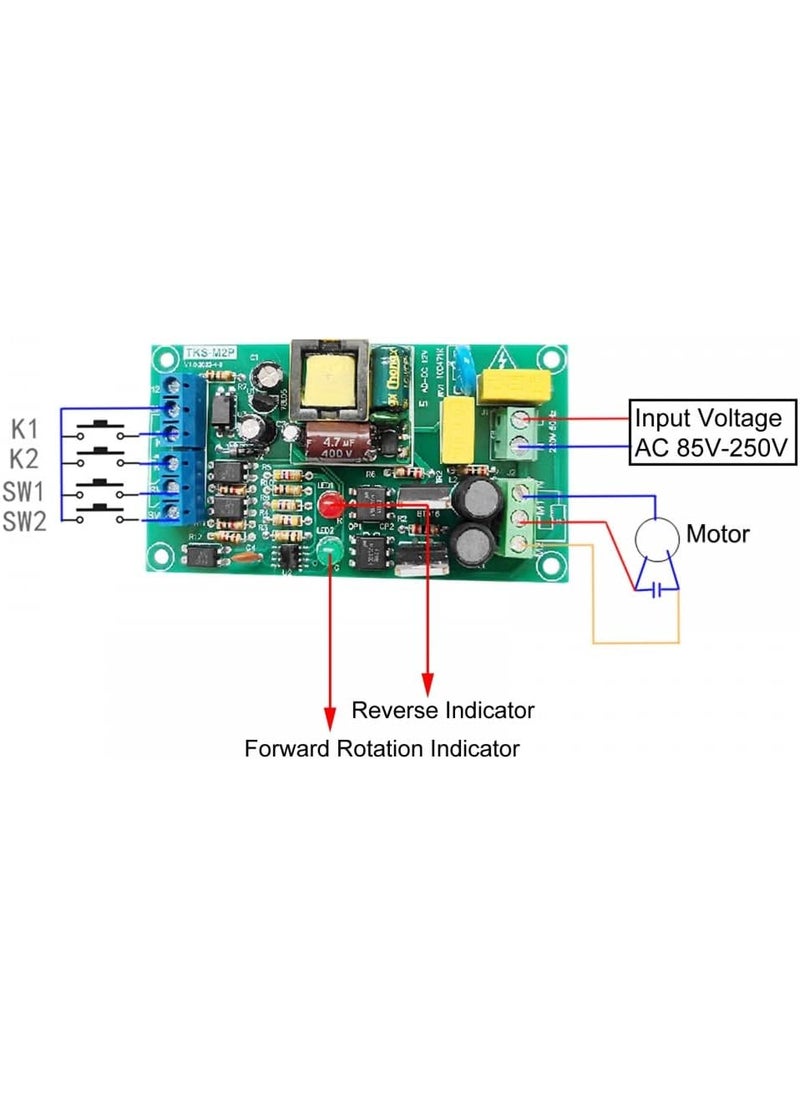 DONGKER DONGKER Motor Forward Reverse ControllerAC 85V250V Motor Speed Controller Motor Drive Module Limit Switch  - Image 2