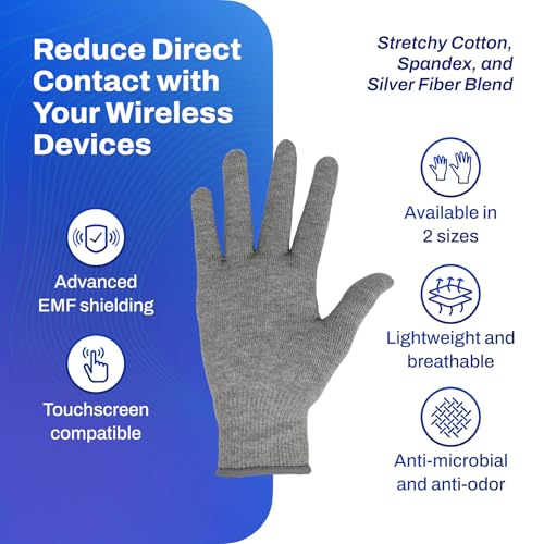 DefenderShield EMF Radiation Protection Gloves – Computer & Cell Phone Gloves Touchscreen-Friendly – Comfortable EMF Protection for Cell Phone Use – Small Size, Anti-Odor & Anti-Static Material - Image 2