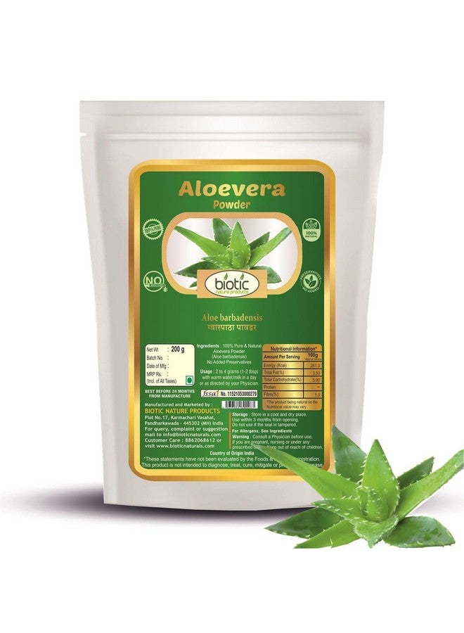 Biotic Natural Aloevera Powder - Aloe Vera Powder for Hair, Face, Skin - 200gm - Image 1