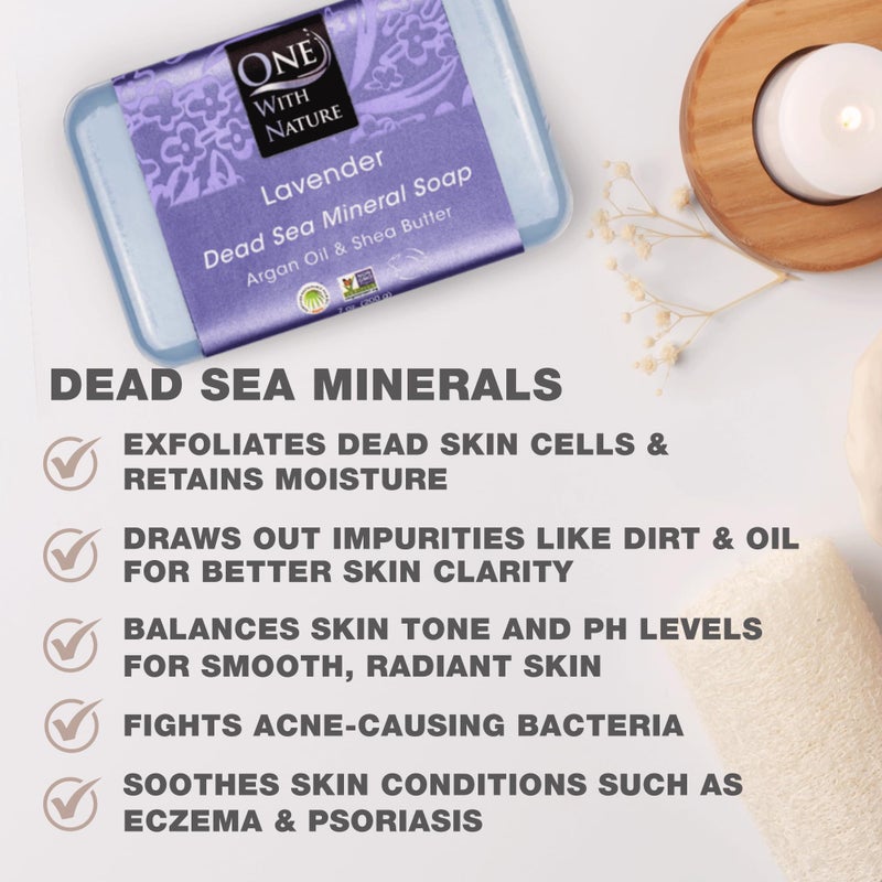 One With Nature Dead Sea Salt Lavender Soap 7oz 3-Pack â€“ Soothing and Exfoliating Soap Bar with Dead Sea Minerals for Face & Body, for Men & Women - Image 2