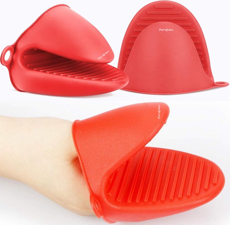 PureBake Baking Gloves for Oven and Microwave - 2PCS Silicone Oven Mitts Heat Resistant, Silicone Potholders for Kitchen, Mini Rubber Oven Glove Kitchen Mittens, Cute Cooking Mitts (Random Color) - Image 1