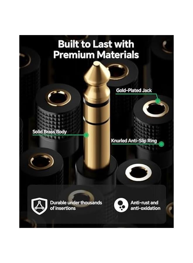 6.35mm 1/4 Male to 3.5mm 1/8 Female Audio Adapter, Gold-Plated TRS Stereo Jack, Solid Brass Housing, for Headphones, Guitar, Mixer, Amp, Keyboard, 2 Pack - Image 4