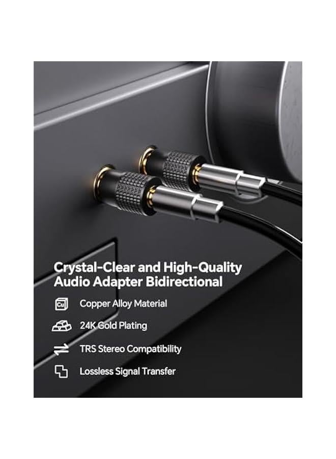 6.35mm 1/4 Male to 3.5mm 1/8 Female Audio Adapter, Gold-Plated TRS Stereo Jack, Solid Brass Housing, for Headphones, Guitar, Mixer, Amp, Keyboard, 2 Pack - Image 2