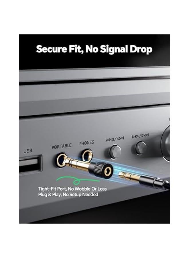 6.35mm 1/4 Male to 3.5mm 1/8 Female Audio Adapter, Gold-Plated TRS Stereo Jack, Solid Brass Housing, for Headphones, Guitar, Mixer, Amp, Keyboard, 2 Pack - Image 5