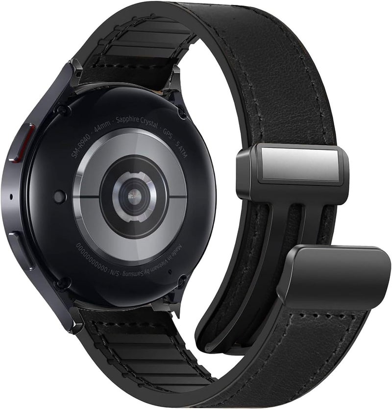 Newentor 20mm Leather Strap Compatible with Galaxy Watch 6 40/44mm/Watch 6 43/47mm/Galaxy Watch 5 Pro 45mm/Watch5 40/44mm/Watch 4 Replacement Band Compatible with Huawei GT2 GT3/42mm - Image 1