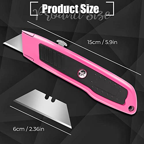 Jetmore Box Cutter, 2 Pack Pink Utility Knife, Durable Razor Knife, Box Opener with 10 SK5 Blades, Exacto Knife, Cardboard Cutter, Box Cutter Retractable, Perfect Package Opener for Home, Office - Image 4