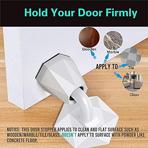 KolorFish Silicone Door Stopper Sound Absorption Drill-Free Door Holder for Bedroom Bathroom Kitchen Home Office White (Pack of 2) - Image 4