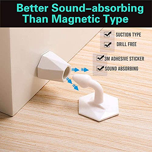 KolorFish Silicone Door Stopper Sound Absorption Drill-Free Door Holder for Bedroom Bathroom Kitchen Home Office White (Pack of 2) - Image 3
