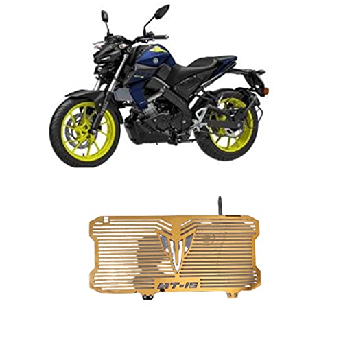 SELVIKE Stainless Steel Motorcycle Radiator Guard Protector Grill for MT15 (GOLD) - Image 1